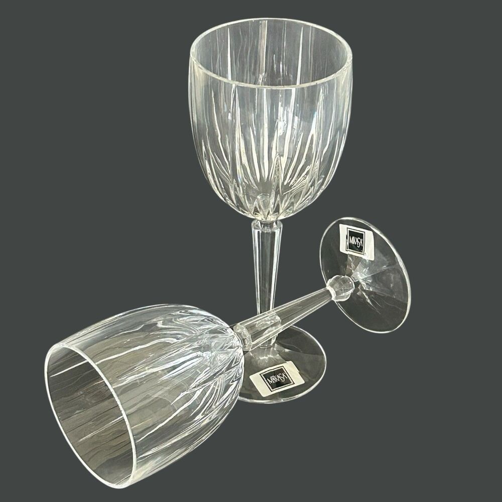 Set Of 2 New Mikasa Regal Flair German Cut Crystal 9” Stemmed Wine Glasses  NWT